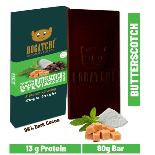 BOGATCHI Stevia Sugarfree Chocolate Bar, ButterScotch, 80g